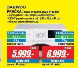 DWD 6T1221B PRAČKA 6kg1200ot A+++ DAEWOO