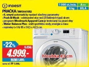 BWSA 61052W EU PRAČKA SLIMINDESIT