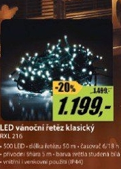 RXL 216 řetěz 500LED 50+5m CW TM RETLUX