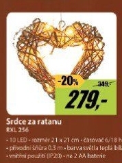 RXL 256 Srdce ratan 10LED WW TMRETLUX