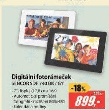 SDF 740 BK DIGITÁLNÍ FOTORÁMEČEK SENCOR