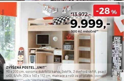 Zvýšená postel Unit