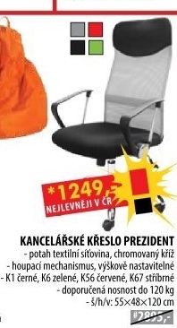 Kancelářské křeslo PREZIDENT černá K1