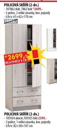 Skříň 2dveřová 107862 dub