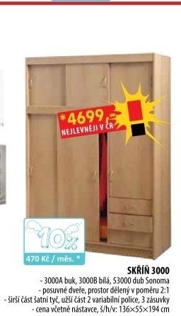 Skříň s posuvnými dveřmi 3000