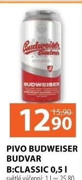 Pivo světlé výčepní B: Classic Budweiser Budvar