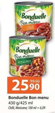 Fazole Chilli Bon menu Bonduelle