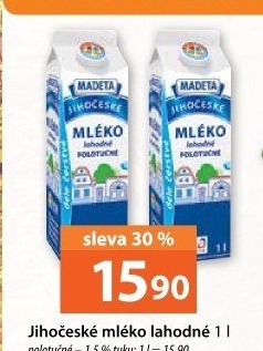 Mléko lahodné Jihočeské Madeta - 1,5% polotučné