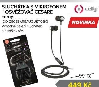 Sluchátka do uší a osvěžovač do auta Celly