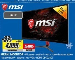 G24C 24 FHD 1ms 144Hz prohnutýMSI