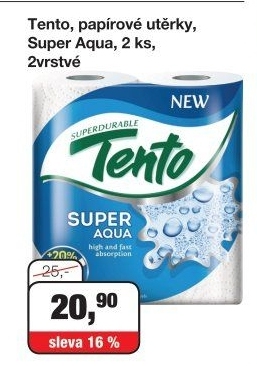 Utěrky kuchyňské 2vrstvé Super Aqua Tento