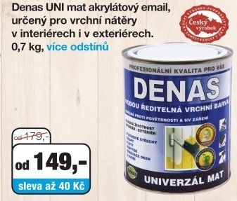 Vodou ředitelná vrchní barva Denas Uni Mat