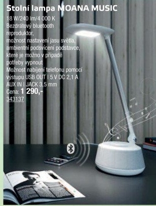 Stolní LED lampa s reproduktorem Moana Music