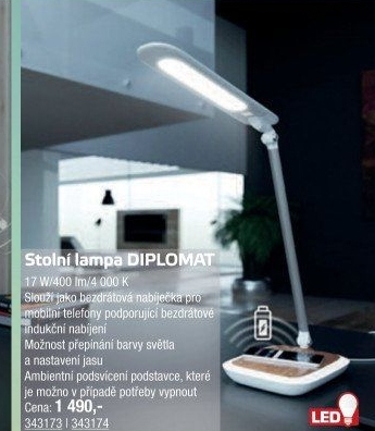 Stolní lampa s bezdrátovým nabíjením Diplomat