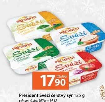 Svěží čerstvý sýr Président