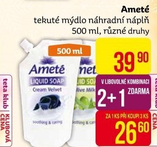 Tekuté mýdlo Ameté- náhradní náplň