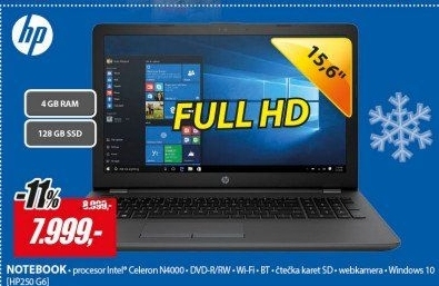 HP250 G6 15,6 N4000 4GB 128GBSSD W10 HP