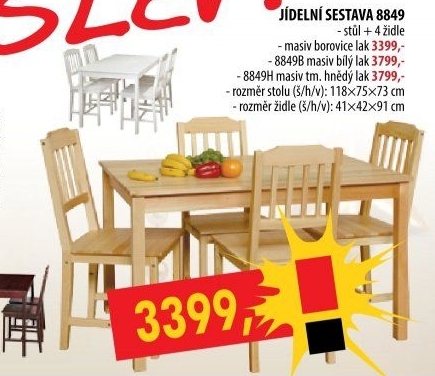 Stůl + 4 židle 8849 lak