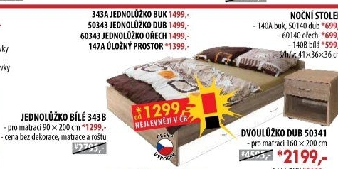 Jednolůžko 343 bílá 90x200
