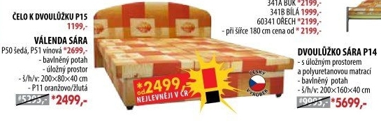 Čelo k dvoulůžku SÁRA