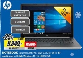 15-db0047nc 15,6 A6-9225 8G 1T 2G W10 HP