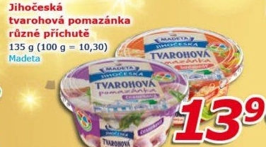 Tvarohová pomazánka Jihočeská Madeta