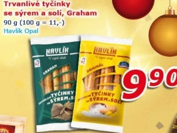 Tyčinky trvanlivé se sýrem a solí Havlík