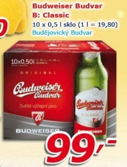 Pivo světlé výčepní B: Classic Budweiser Budvar