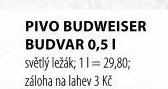 Pivo světlý ležák Budweiser Budvar