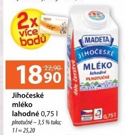 Mléko lahodné Jihočeské Madeta - 3,5% plnotučné