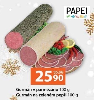 Salám Gurmán v zeleném pepři Lahůdky Papei