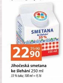 Smetana ke šlehání Jihočeská Madeta 33%