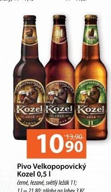 Pivo černé výčepní 10° Velkopopovický Kozel