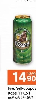 Pivo světlý ležák 11° Medium Velkopopovický Kozel