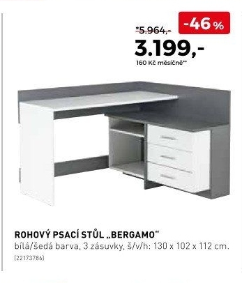 Rohový psací stůl BERGAMO