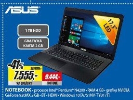 A751NV-TY017T 17,3 N4200 4G 1TB 2GB ASUS
