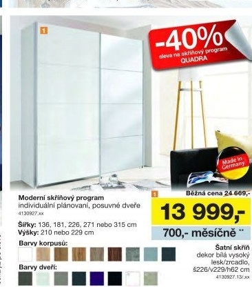 Šatní skříň QUADRA 226