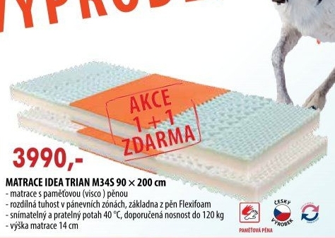 Matrace s potahem IDEA TRIAN 90x200x14 - Akce 1+1 ZDARMA