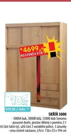 Skříň s posuvnými dveřmi 3000