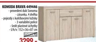 Komoda 4 dveře + 1 zásuvka BRAVA dub