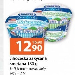 Smetana zakysaná Jihočeská Madeta