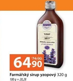 Sirup farmářský yozopový Topvet
