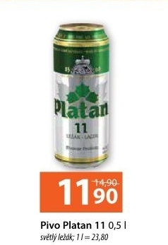 Pivo světlý ležák 11° Platan