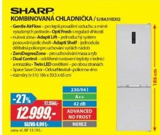 SJ BA31IEXI2 CHLADNIČKA KOMBI. SHARP