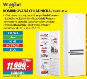 BSNF 9152W CHLADNIČKA KOMBI.WHIRLPOOL
