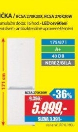 RCSA 270K30W CHLADNIČKA KOMBIBEKO