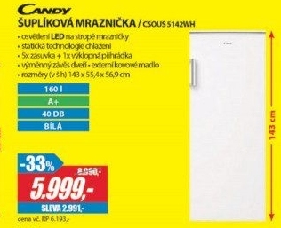 CSOUS 5142WH MRAZNIČKA ŠUPL.CANDY