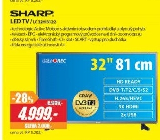 LC 32HI3122 100Hz, DVB-S2/T2 H265 SHARP