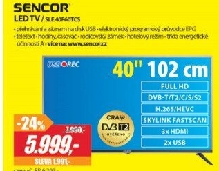 SLE 40F60TCSH.265 (HEVC)SENCOR