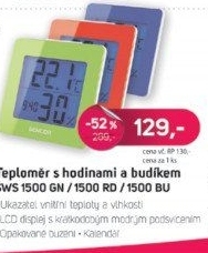 SWS 1500 BU TEPLOMĚR S HODINAMI SENCOR